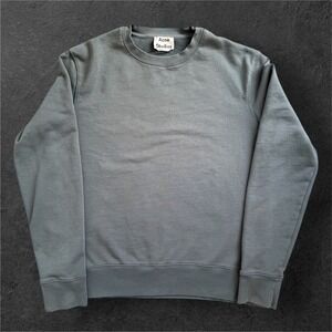 Acne Studios Sweatshirt Mens Small Gray Green Casey Crewneck Cotton Long Sleeve